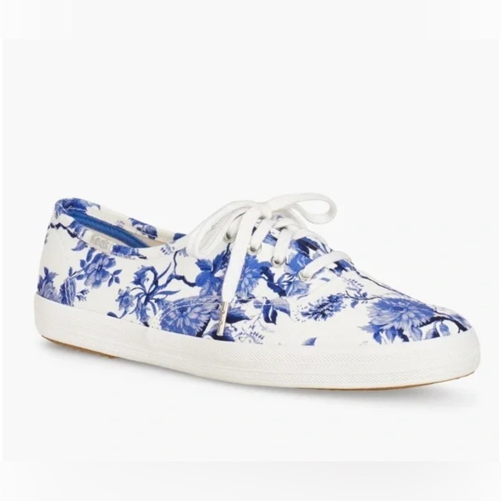 Keds Women's Blue and White Floral Sneakers